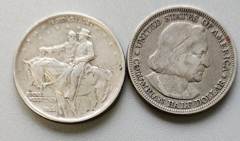 (2) Commemorative Half Dollar Coins