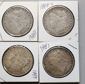 (4) Morgan Silver Dollar Coins