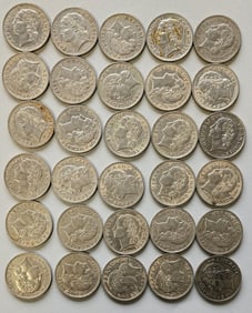 (30) French 5-Franc Coins, ca 1930s