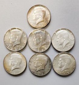 (7) Kennedy .40 Silver half Dollar coins