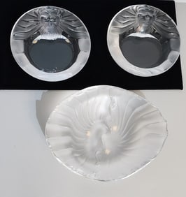 Three, Lalique Crystal Ashtrays