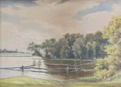 Richard B Gruelle 10x14 WC Shoreline Landscape