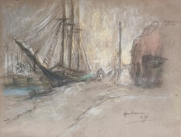 Glen Cooper Henshaw 16x21 Pastel New York Harbor