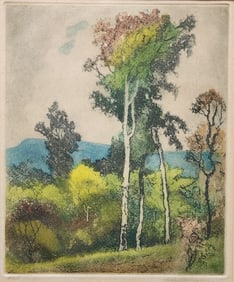 LO Griffith Aquatint Etching, Hilltop Maze