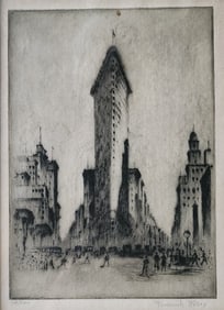 Frederick Polley Aquatint Etching, Flatiron Bldg