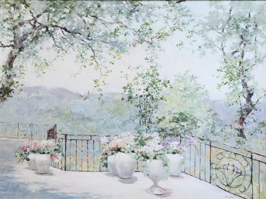 Kaethe Hoeltzell 30x40 O/C Hazy Patio Garden