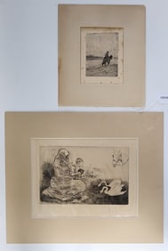 Two Antique Etchings, Mauve, LeGrand