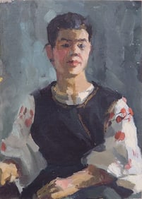 Andrian Bortsov (RU, 1919-2000), 7x5 O/B Signed Female Portrait