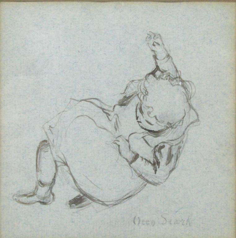 Otto Stark 5x5 Graphite/Paper Portrait of Child: Otto Stark (IN, 1859-1926) 5 x 5, graphite on paper, signed lower right, portrait of small child, size as framed 12 x 12