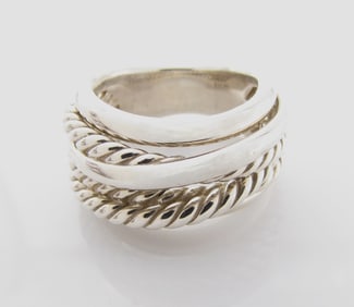 David Yurman Multi Row Sterling Crossover Ring