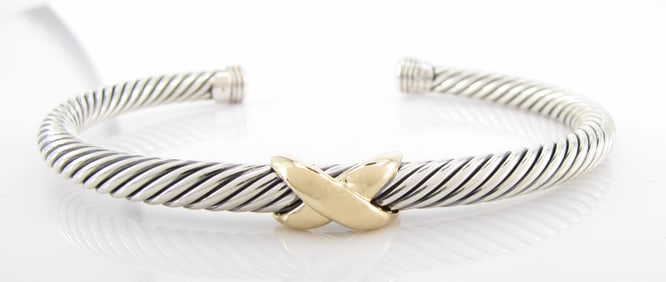 14K and Sterling David Yurman Cuff Bracelet