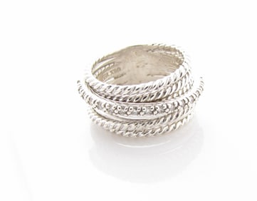 David Yurman Sterling Silver Diamond 5-Row Ring
