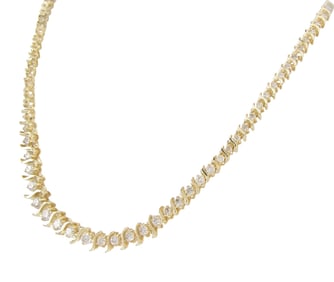 14K Yellow Gold Diamond Tennis Necklace, 24", 6CT