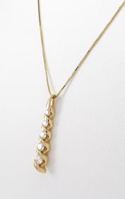14K Yellow Gold Diamond Drop Pendant