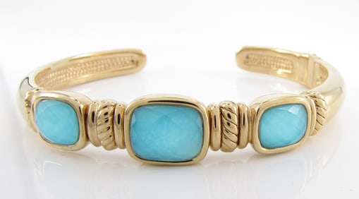 14K Yellow Gold Crystal/Turquoise Bracelet