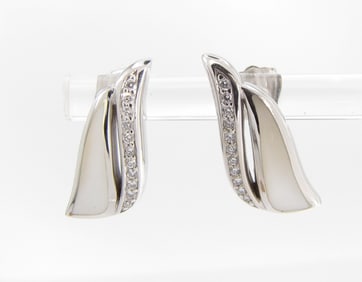 14K White Gold Kabana Saul MOP, Earrings