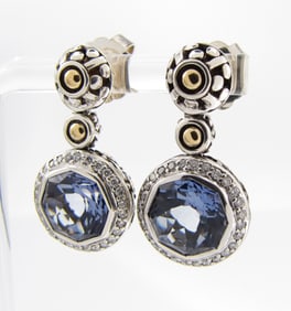 John Hardy London Blue Topaz, Diamond Earrings