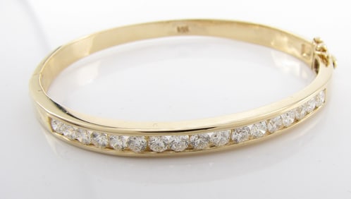 14K Yellow Gold Diamond Bangle Bracelet, 2CTW