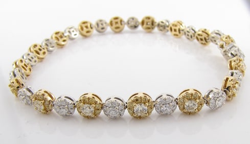 18K YG Yellow, White Diamond Bracelet, 3.9CT, Luca