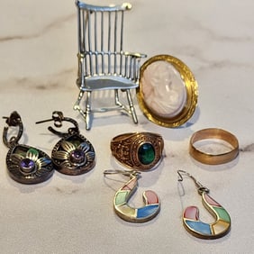 Group of 10K and Sterling Silver Jewelry