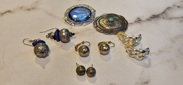 Group of Unmarked Silver Tone Jewelry