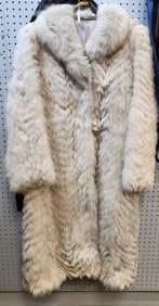 Turn Down Collar Full Length Fox Fur Coat