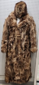 Anne Klein 1970's Full Raccoon Fur Coat, Hat