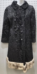 Fur-trimmed Curly Lamb Coat