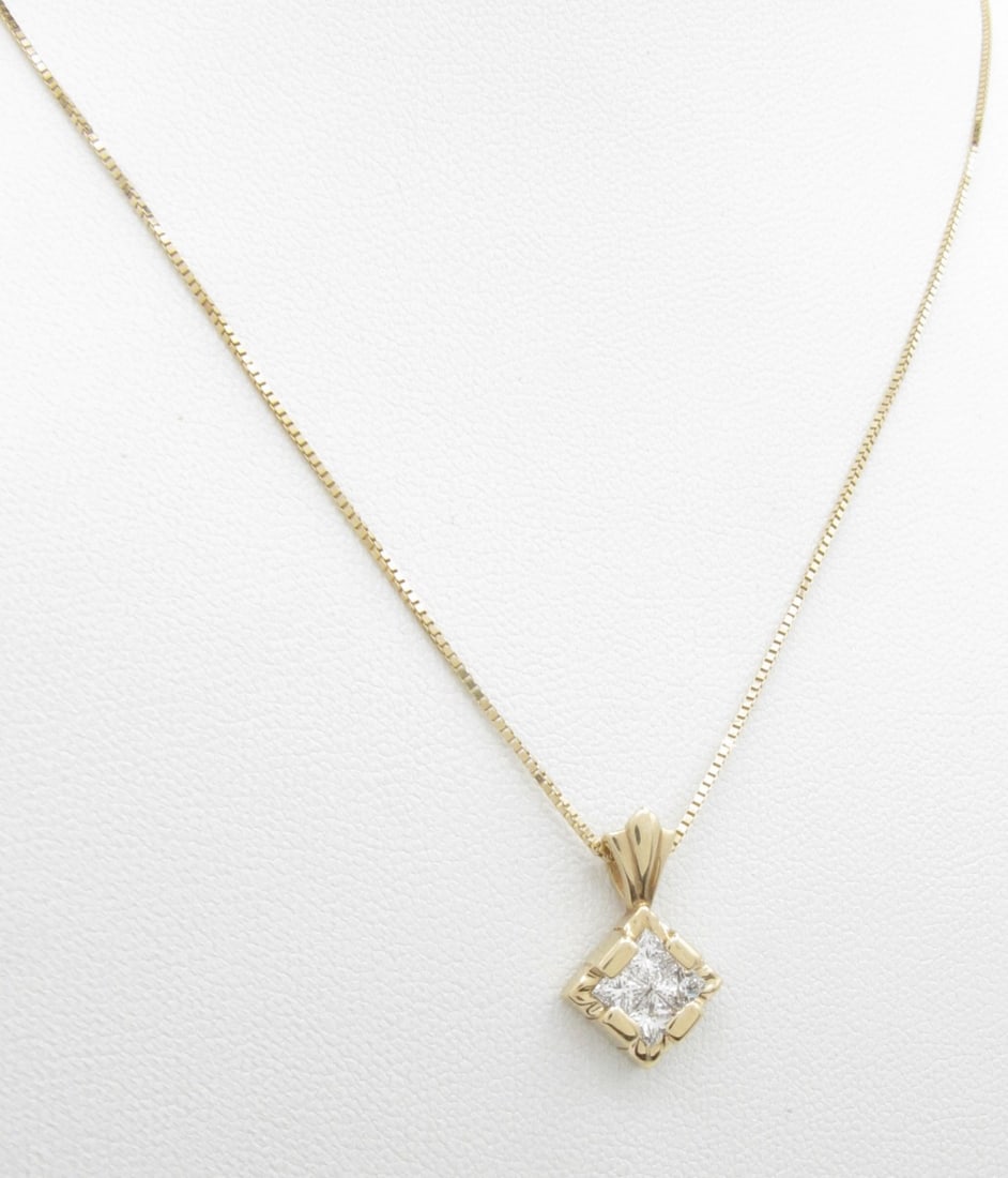 14K Yellow Gold Diamond Pendant and Chain (1 of 3)