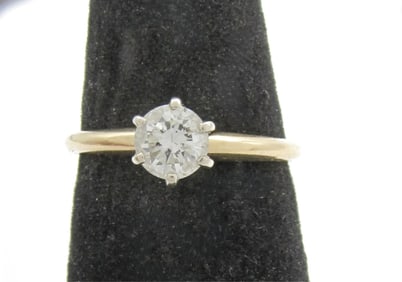 14K Yellow Gold Diamond Solitaire Ring