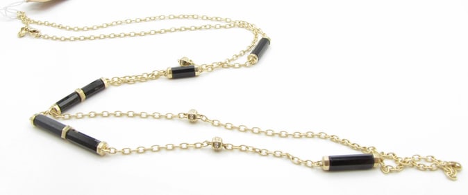 David Yurman 36" 18K Black Onyx, Diamond Chain