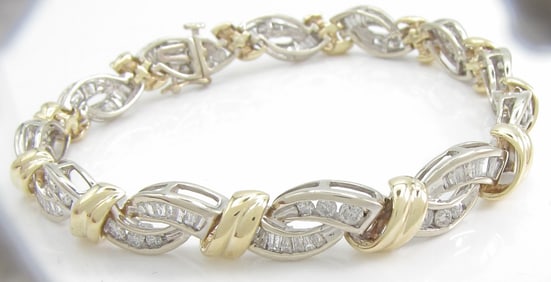 14K Y/W Gold Diamond Bracelet, 2CT