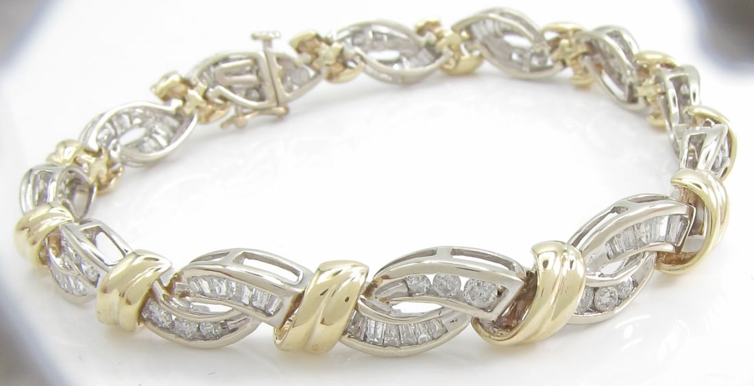14K Y/W Gold Diamond Bracelet, 2CT (1 of 2)