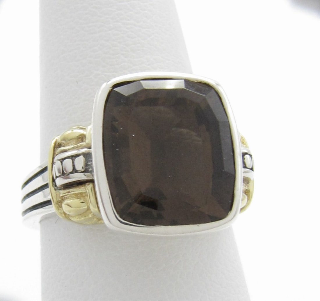 Lagos .925/18K Smoky Quartz Caviar Ring (1 of 4)