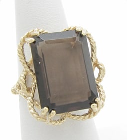 14K Yellow Gold Smoky Quartz Fashion Ring