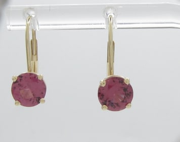 14K Yellow Gold Rhodolite Garnet Drop Earrings