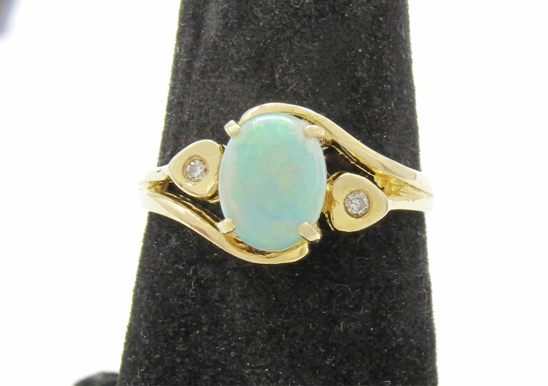18K Yellow Gold Opal and Diamond Fashion Ring (1 of 4)
