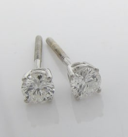 Pair 14K White Gold Diamond Stud Earrings
