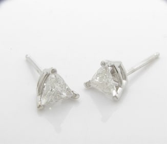 Pair of Trillion Diamond 14K WG Stud Earrings