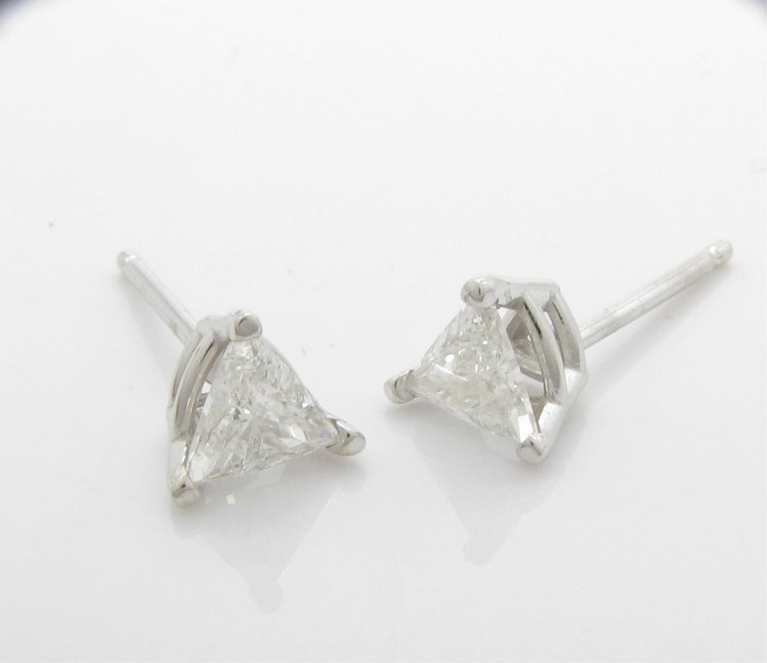 Pair of Trillion Diamond 14K WG Stud Earrings (1 of 2)