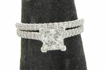14K White Gold Double Band Diamond Ring