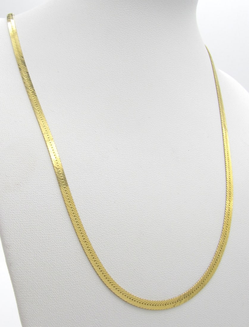 14K Yellow Gold Italian Herringbone Necklace (1 of 4)