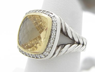 David Yurman Albion Citrine, Diamond, .925/18K Ring
