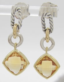 David Yurman Albion Citrine Drop Earrings, 925/18K