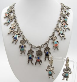 Native American Style Fetish Necklace, Earrings