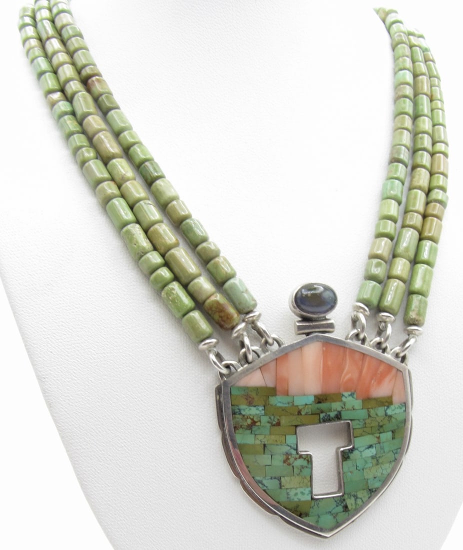 Prize-Winning Jennifer Ariel Shivonen Necklace!: This exceptional necklace, "Chaco IV" by SW jewelry artist Jennifer Ariel Shivonen, was honored with Best of Show at the 2001 Taos Fall Arts Festival. The pendant, in sterling silver, contains