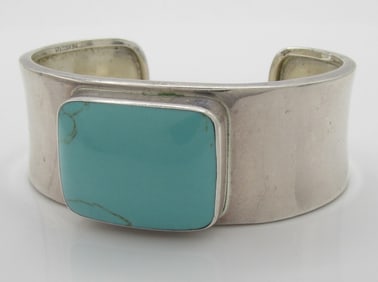 Mexico .925 Sterling, Turquoise Cuff Bracelet