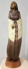 Cliff Fragua Bronze Sculpture, Woman with Blanket