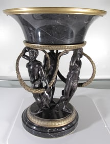 Vintage Neoclassical Bronze and Marble Centerpiece