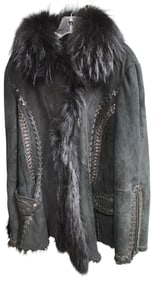 Suede, Shearling Lamb and Raccoon Coat